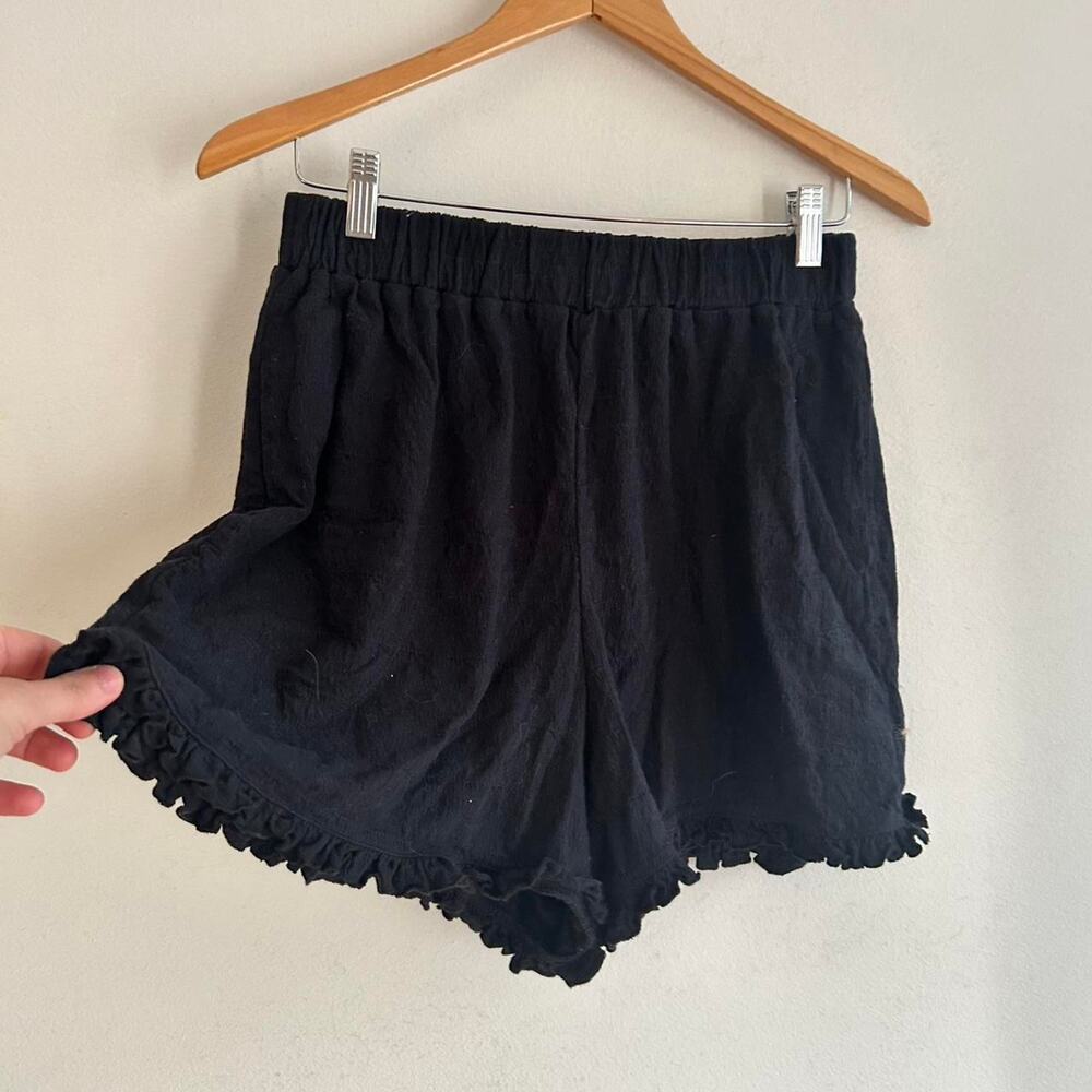 Free People Black Ruffle Hem Shorts